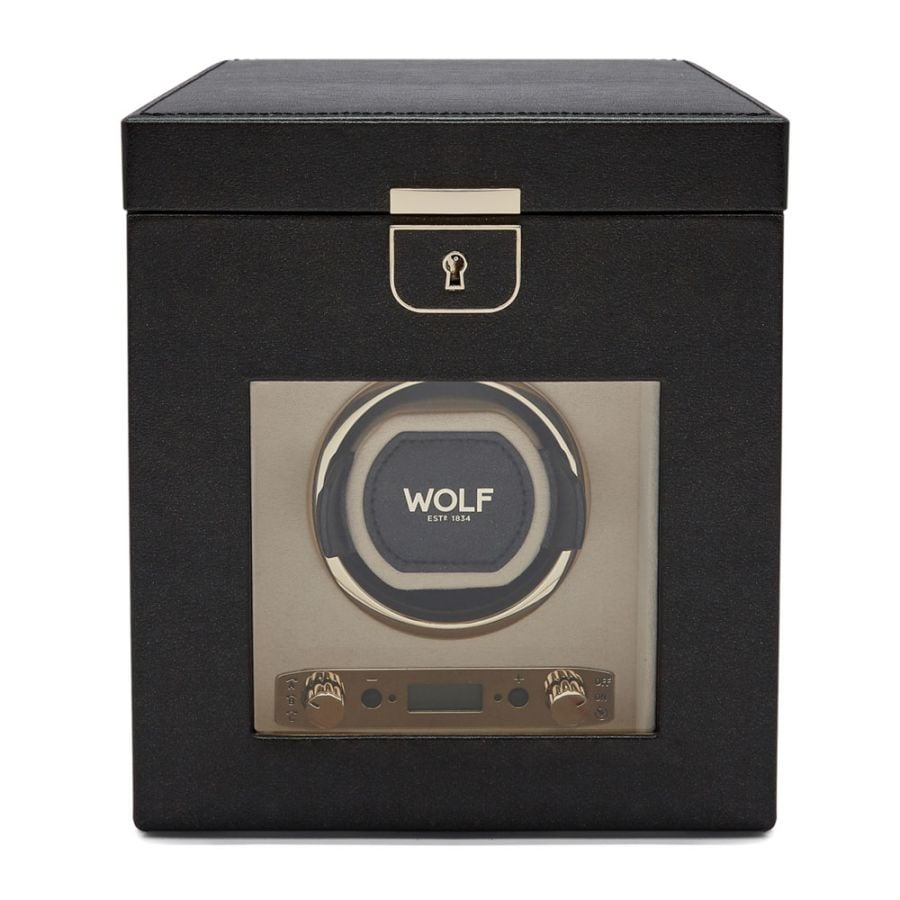 WOLF Palermo Single Watch Winder with Jewelry Storage