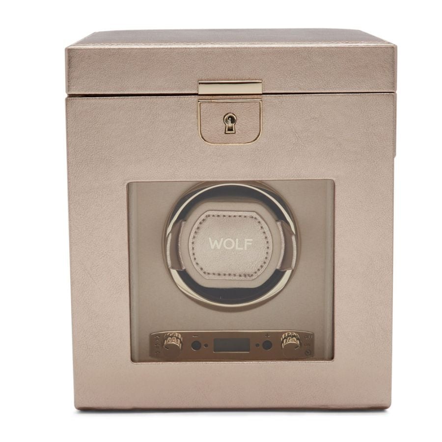 WOLF Palermo Single Watch Winder with Jewelry Storage