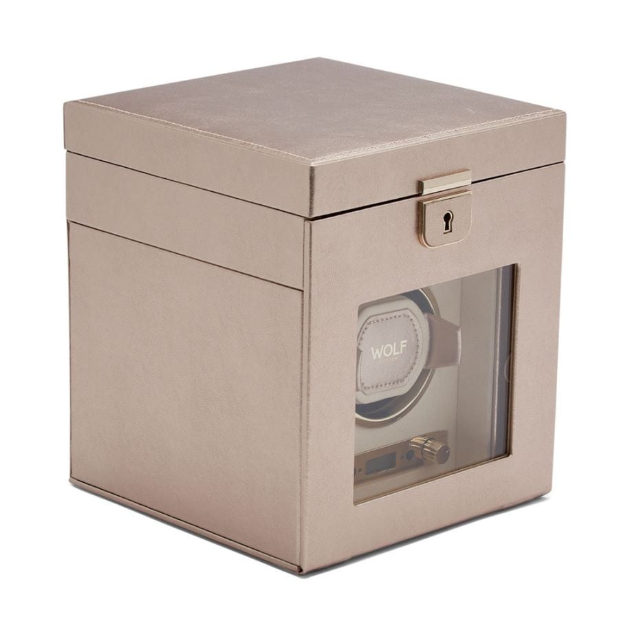 WOLF Palermo Single Watch Winder with Jewelry Storage