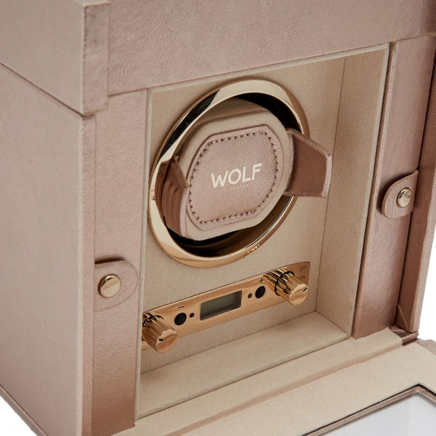 WOLF Palermo Single Watch Winder with Jewelry Storage