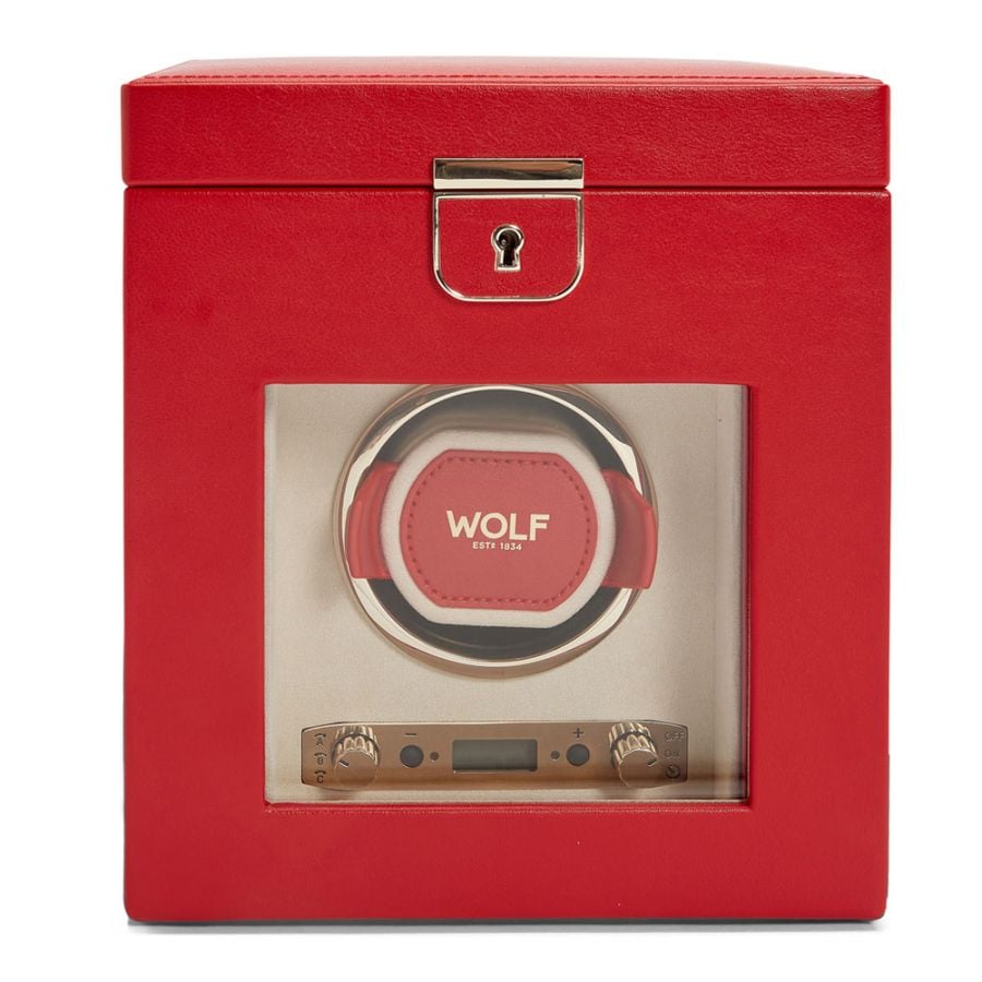 WOLF Palermo Single Watch Winder with Jewelry Storage