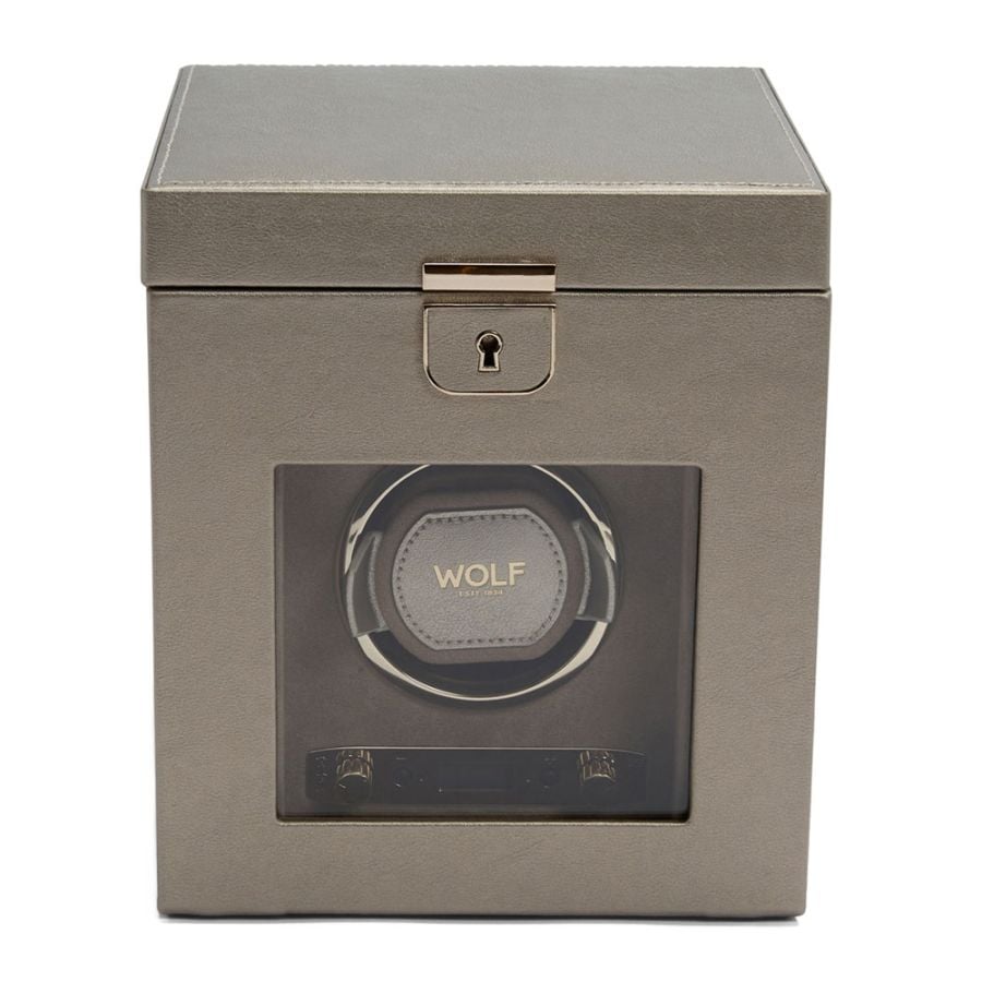 WOLF Palermo Single Watch Winder with Jewelry Storage