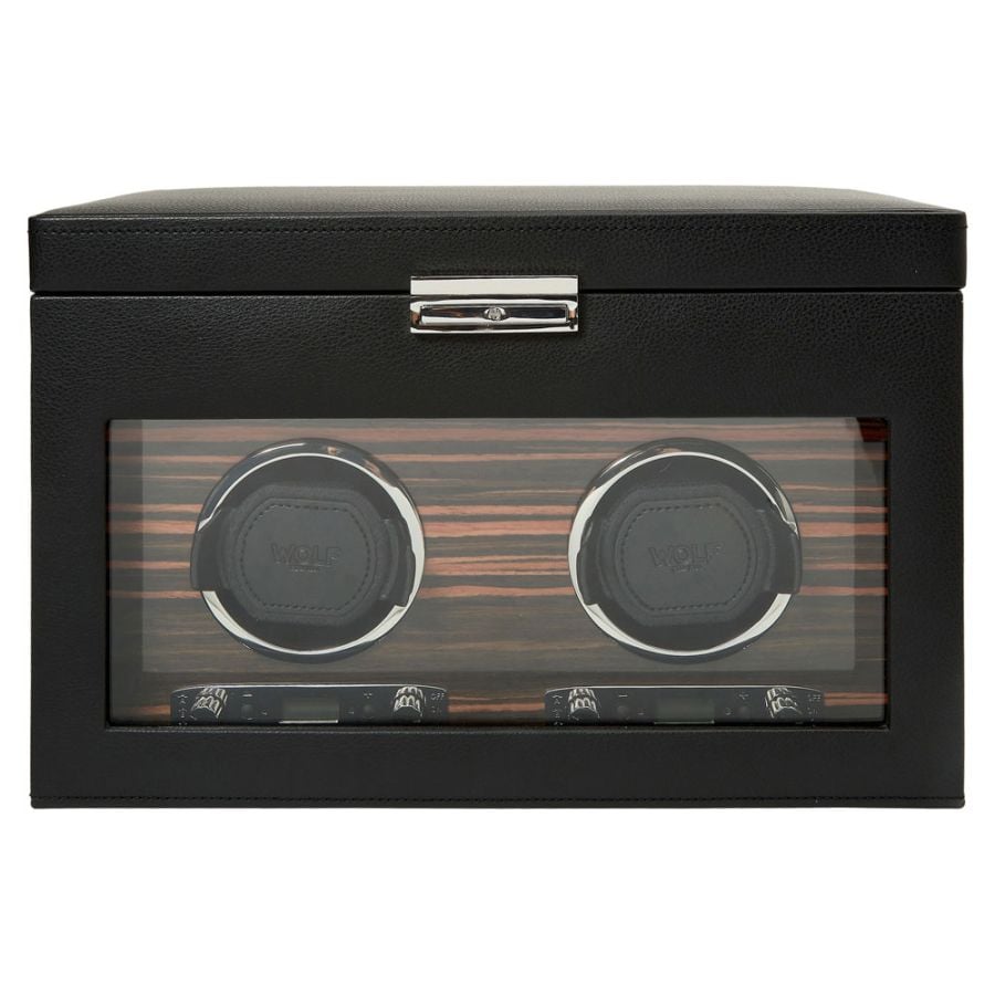 WOLF Roadster Double Watch Winder with Storage