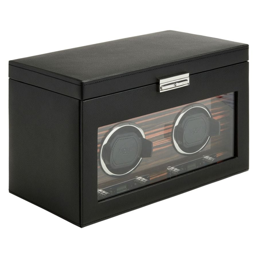 WOLF Roadster Double Watch Winder with Storage