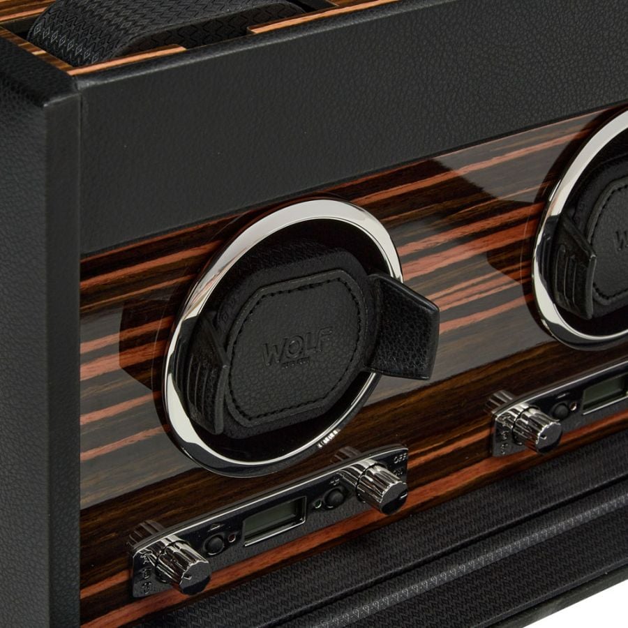 WOLF Roadster Double Watch Winder with Storage