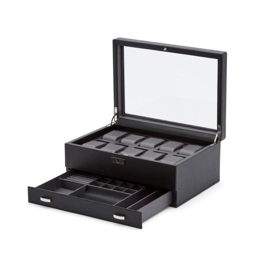 WOLF 10 Piece Watch Box with Drawer