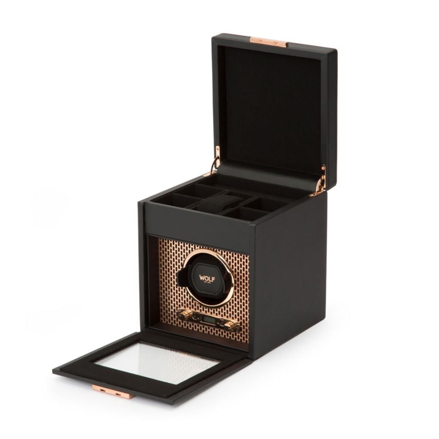 WOLF Axis Single Watch Winder With Storage