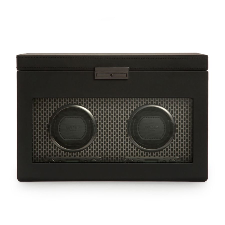 WOLF Axis Double Watch Winder With Storage