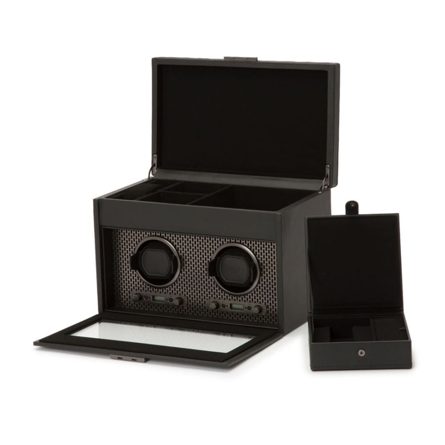 WOLF Axis Double Watch Winder With Storage