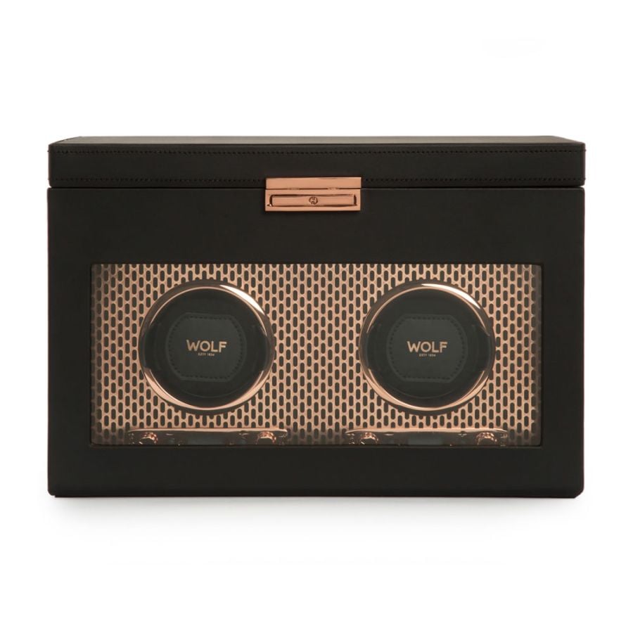 WOLF Axis Double Watch Winder With Storage