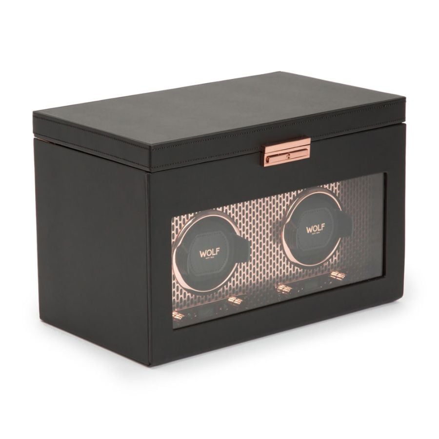 WOLF Axis Double Watch Winder With Storage