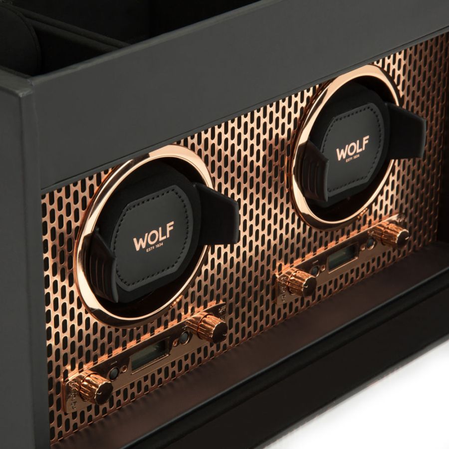 WOLF Axis Double Watch Winder With Storage