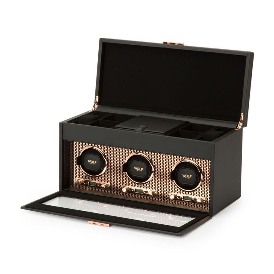 WOLF Axis Triple Watch Winder With Storage