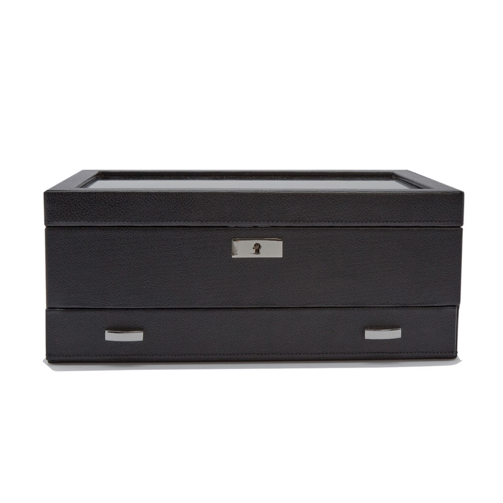 WOLF 1834 Roadster 10 Piece Watch Box with Drawer - Black