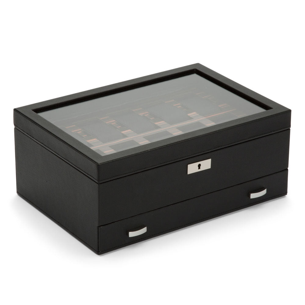 WOLF 1834 Roadster 10 Piece Watch Box with Drawer - Black - view 2