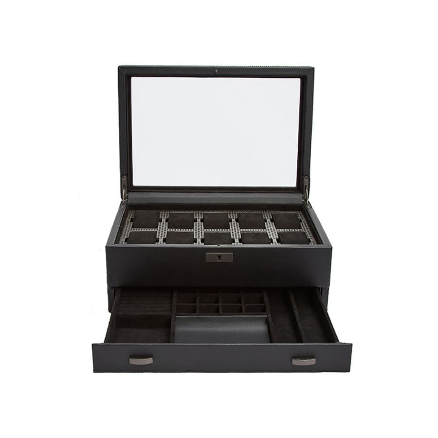 WOLF Axis 10 Piece Watch Box with Drawer