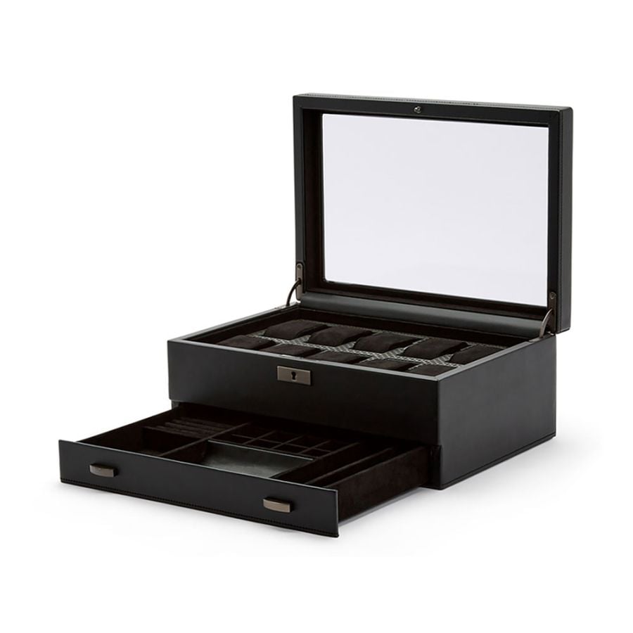 WOLF Axis 10 Piece Watch Box with Drawer