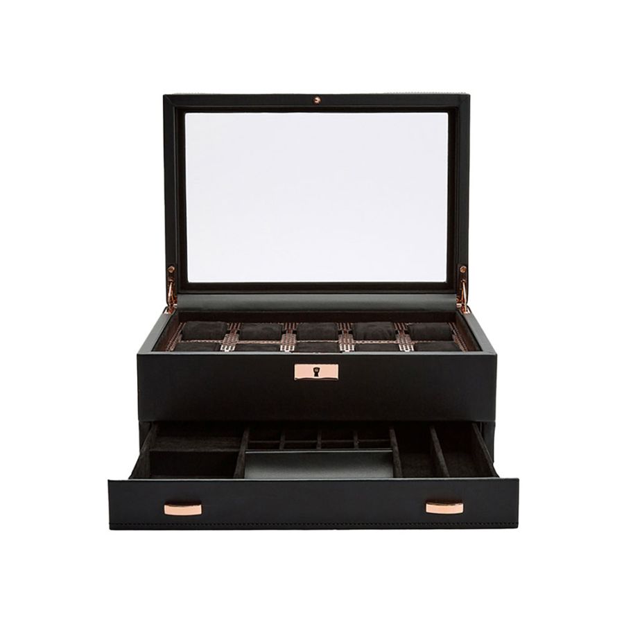 WOLF Axis 10 Piece Watch Box with Drawer