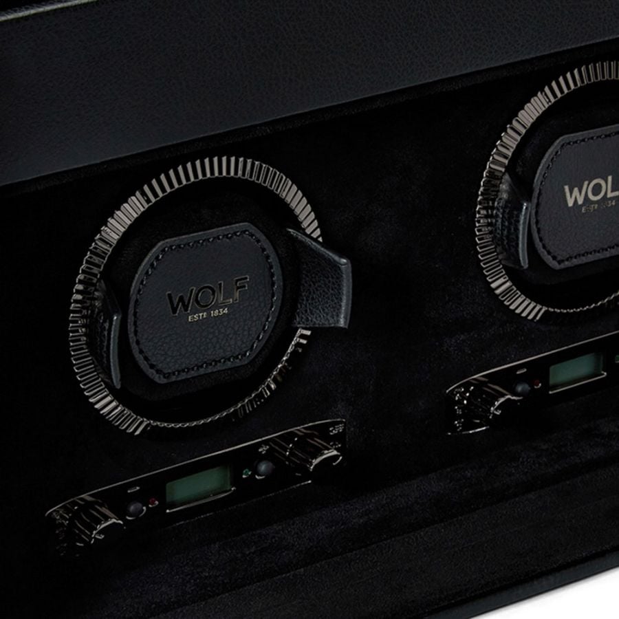 WOLF British Racing Double Watch Winder with Storage