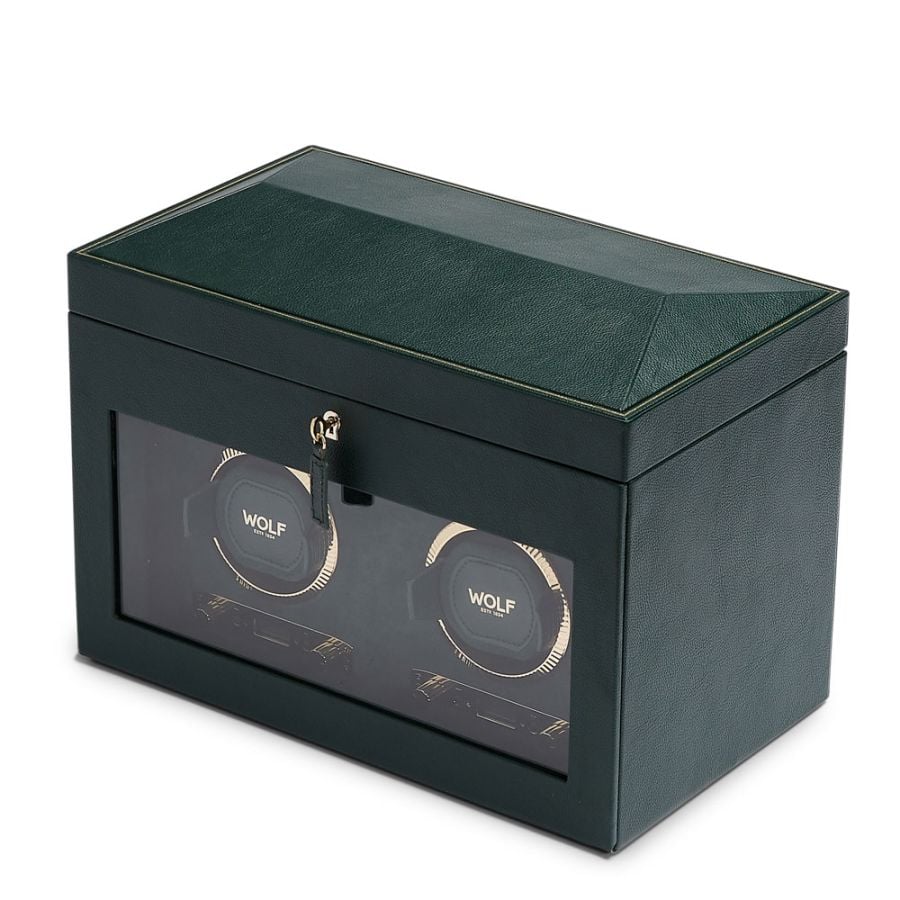 WOLF British Racing Double Watch Winder with Storage