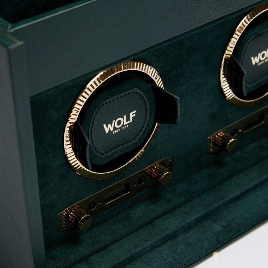 WOLF British Racing Double Watch Winder with Storage