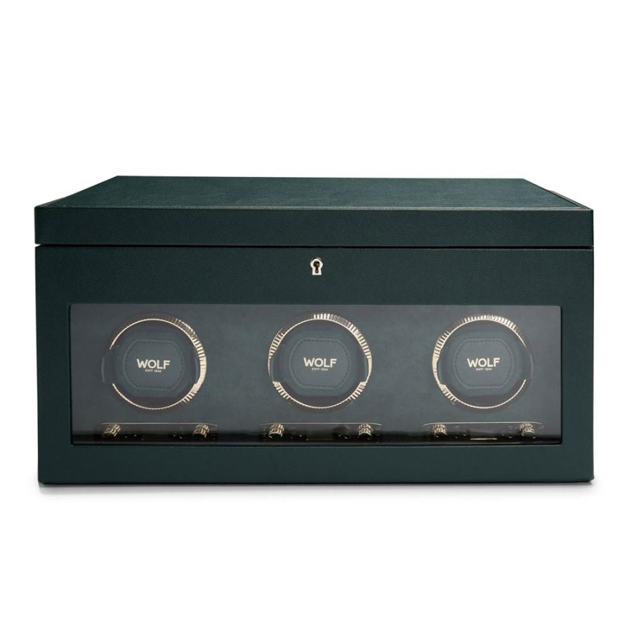 WOLF British Racing Triple Watch Winder with Storage