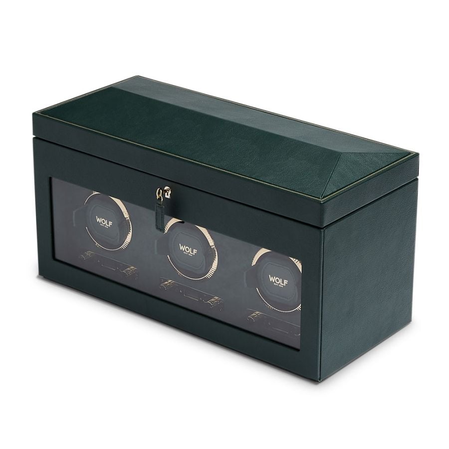 WOLF British Racing Triple Watch Winder with Storage