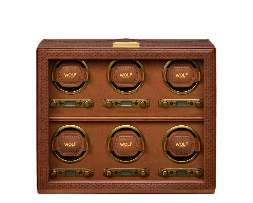 WOLF 1834 Brogue 6 Piece Watch Winder - Burnished Brown - view 5