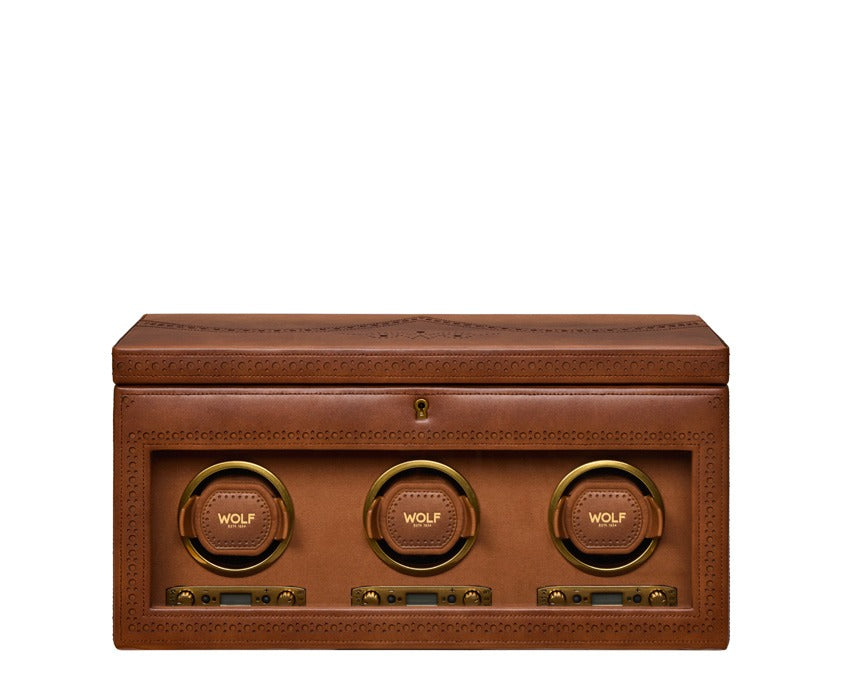 WOLF 1834 Brogue Triple Winder with Storage - Burnished Brown - view 6
