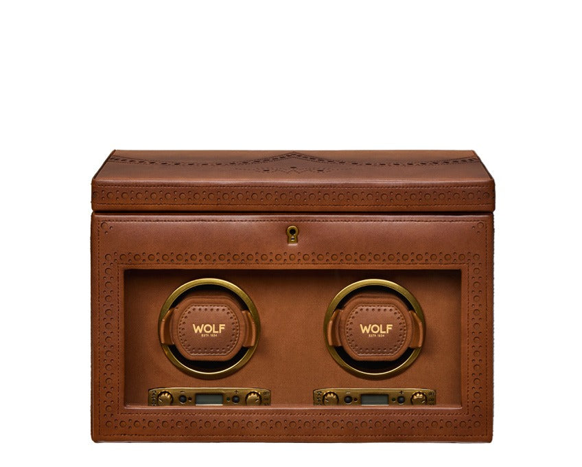 WOLF 1834 Brogue Double Winder with Storage - Burnished Brown - view 6