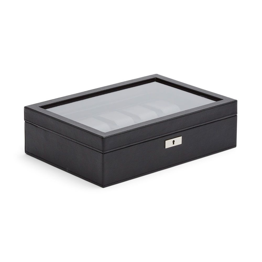 WOLF Viceroy 10-Piece Watch Box — Black — interior view